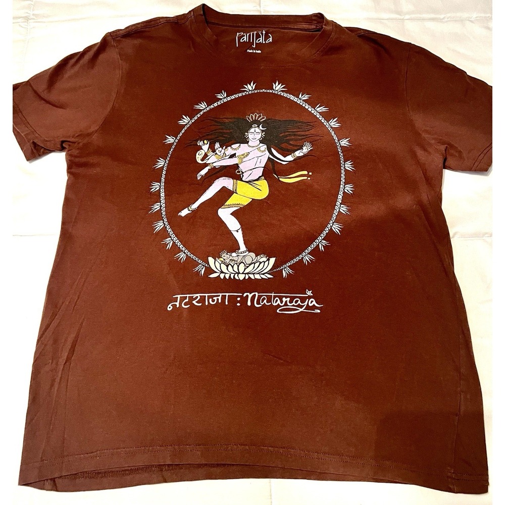 Parijata Nataraja Graphic Brown Men's M Crew Neck Short Sleeve Cotton‎ T-Shirt